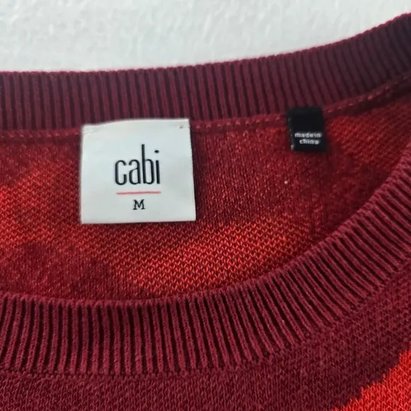 Cabi Camo Print‎ Sweater Crew Neck Long Sleeve Pullover Knit Top Red Size Medium - Image 6
