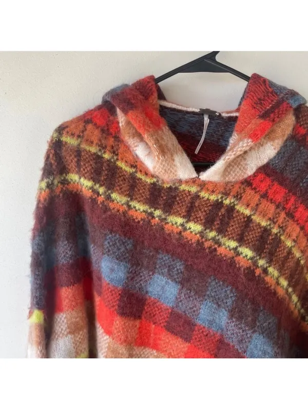 $198 Free People Ainsley Poncho hooded sweater S - Image 7