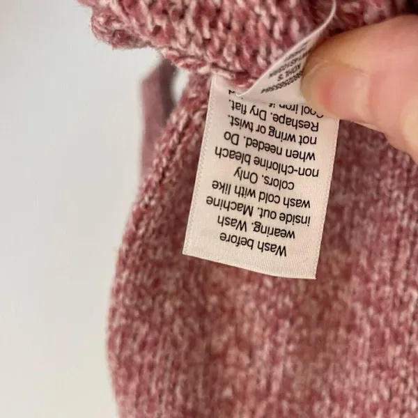 NINE WEST Cowlneck Sweater Mauve Pink White Marled Heather Cowl Neck Puff Sleeve - Image 10