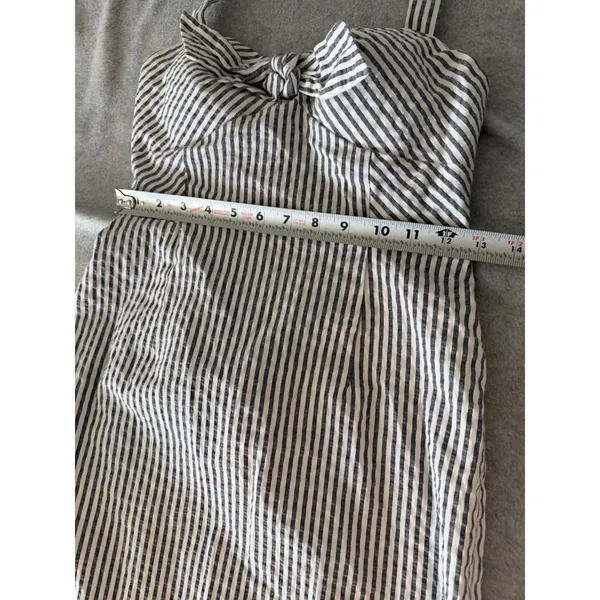 Kim Rogers Halter Dress Petite 6P Seersucker Stripe Navy White 222373KR - Image 3