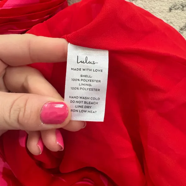 Lulus Vibrant Moment Red and Pink Floral Pleated Lace-Up Midi Dress Size XS NWT - Image 11