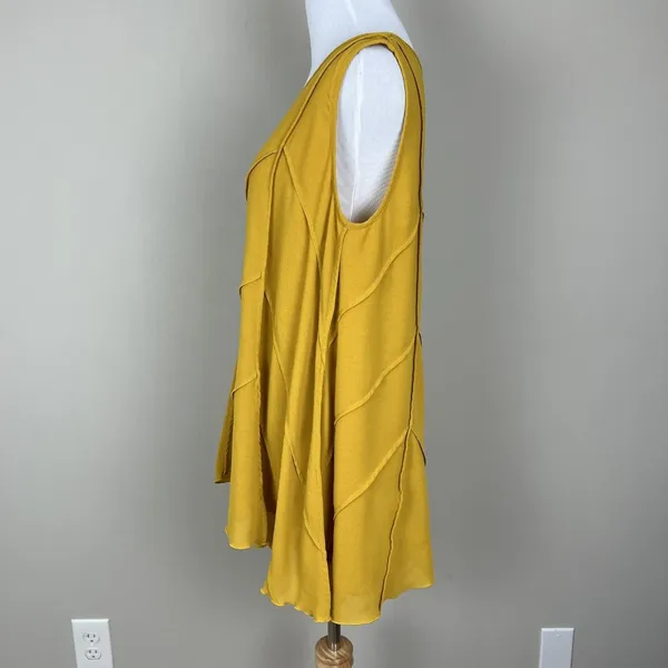 John Mark Tunic Top Womens Medium Yellow Sleeveless Boho‎ Swing Tank Layered Hem - Image 8