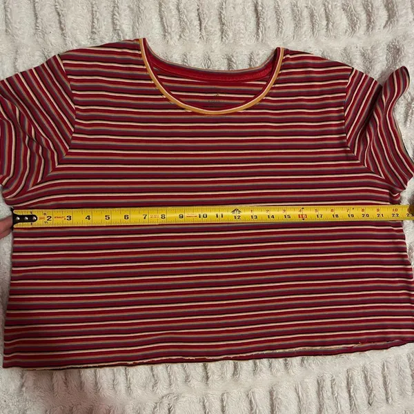 Stylish Striped Short Sleeve Top in Red and Yellow - Image 6