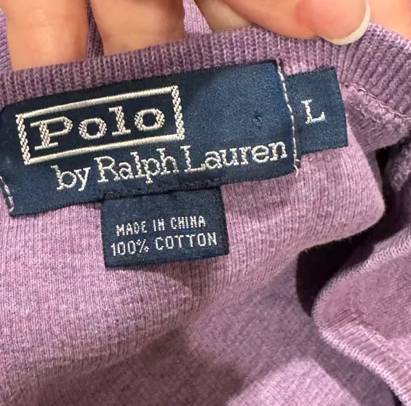 Vintage 90s Ralph Lauren Polo Purple Cotton Vneck Sweatshirt L Relax Fit - Image 4