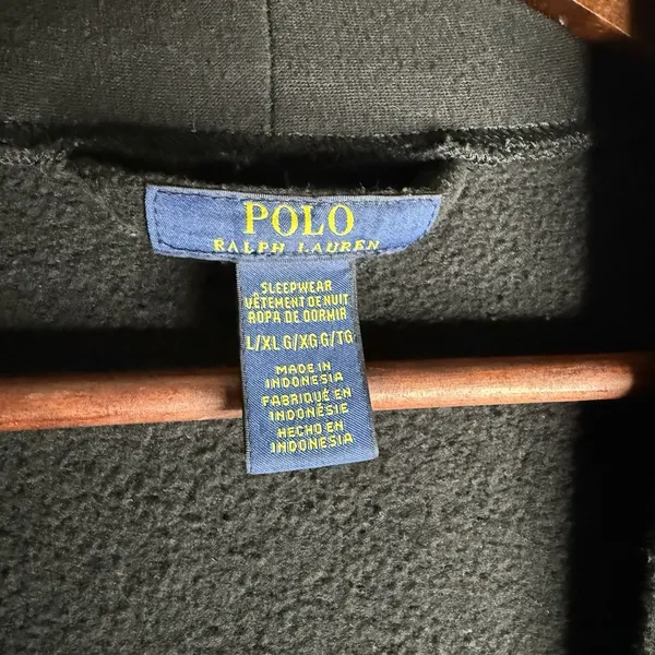 Polo Ralph Lauren Plush Soft Black Red Pony Fleece Bathrobe‎ L/XL Knee Length - Image 6