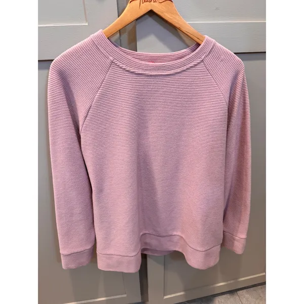 Gerry Womens Ribbed Knit Pullover Sweatshirt Mauve Pink Raglan Sleeve Size Large - Image 2