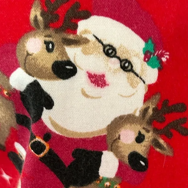 Just Love Christmas Holiday Medical Scrub Top V-Neck Pockets Red Snowman Santa M - Image 8