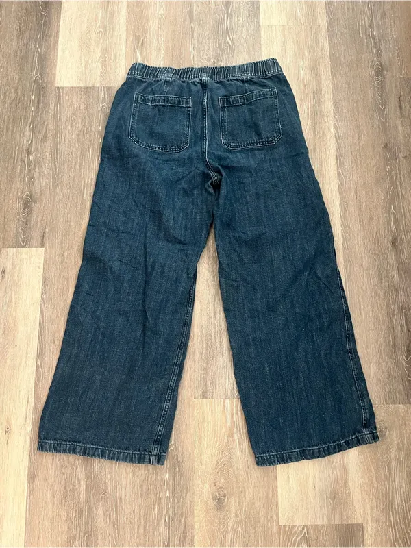 Gap Womens Wide Leg Jeans Medium Dark Wash Denim Easy Cargo Jean Pull On Utility - Image 7