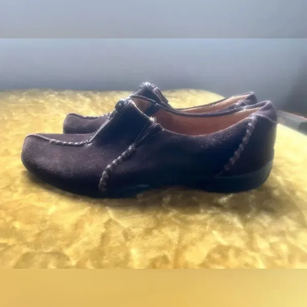 Natural Soul by Naturalizer Loafer Shoes Size 10M Suede Rigg Brown Slip-On Zip - Image 4
