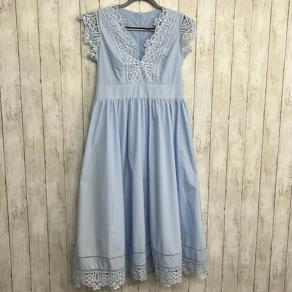 Chicwish V-Neck Lace Panelled Sleeveless Maxi Dress Baby Blue Cottagecore Feminine - Image 2