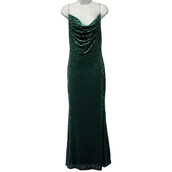 Runaway Lionell Emerald Green Zebra Stripe Backless Maxi Dress Sz 8 / L NEW Tags - Image 3