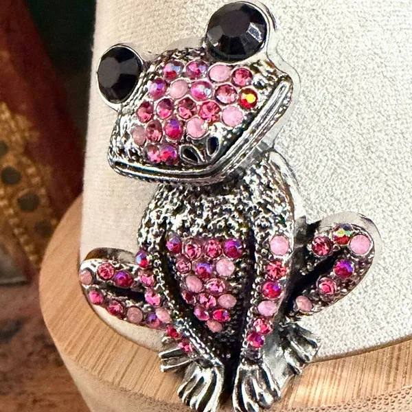 Pink Rhinestone Frog Brooch Pink - Image 2