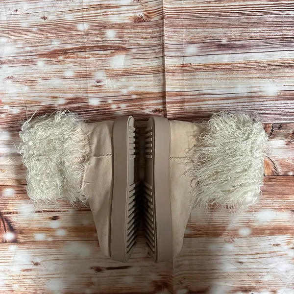PRETTYLITTLETHING Cream Faux Suede Contrast Faux Fur Ankle Boots NWT - Image 7