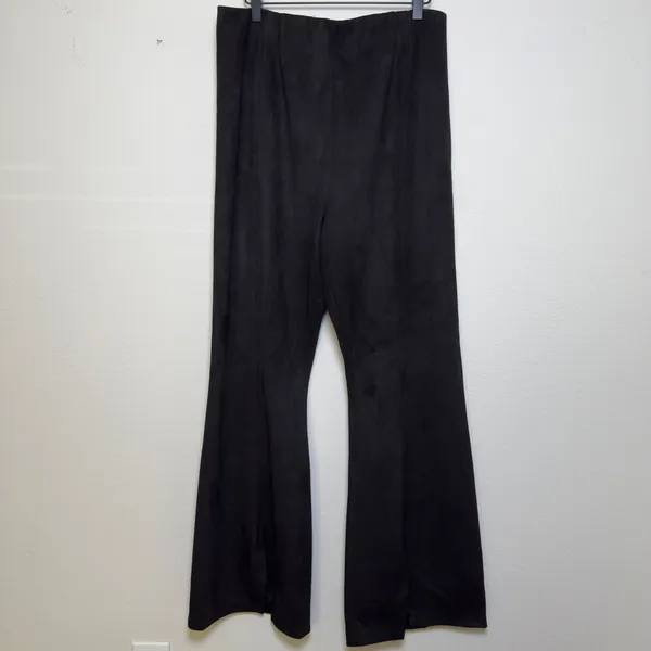 We The Free Women‎ CRVY Real Deal Vegan Pants Black Suede Flare Split Hem 32" - Image 3