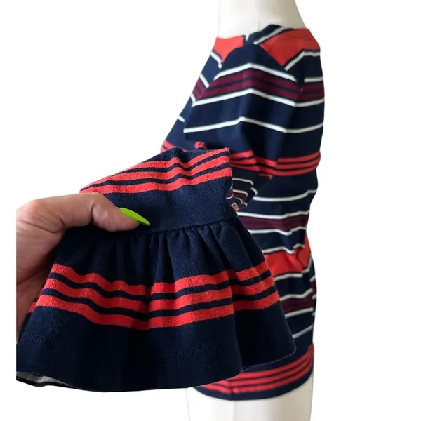Lauren Ralph Lauren striped boatneck top Orange Navy Small Bell Cuff Sleeves - Image 3