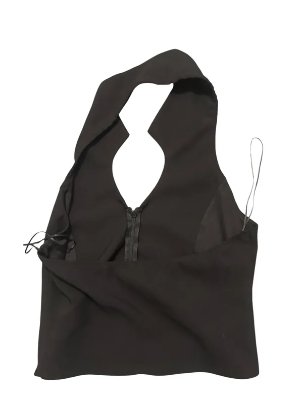 Iris Black Halter Neck Collared Top Size L - Image 2