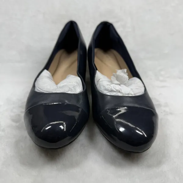 Easy Spirit Navy‎ Blue Leather Cap Toe Low Block Heel Pumps Women's Shoes 7 - Image 3