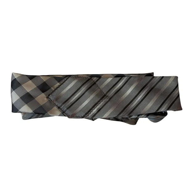 Unique Satin Obi Belt Wide One Size Wrap Brown Preppy Upcyled Artsy Handmade - Image 4
