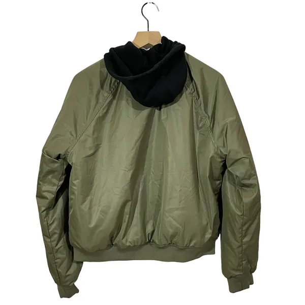 Aeropostale Hooded Bomber Jacket - Green - Large - Image 3