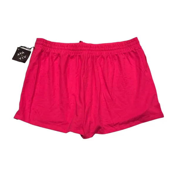 Ava & Viv Women's Magenta French Terry Drawstring Pull-On Lounge Shorts Size 2X - Image 2