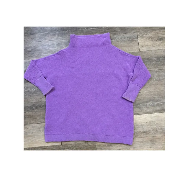 Free People Oversized Turtleneck Sweater Purple Ribbed Knit Small - Image 6