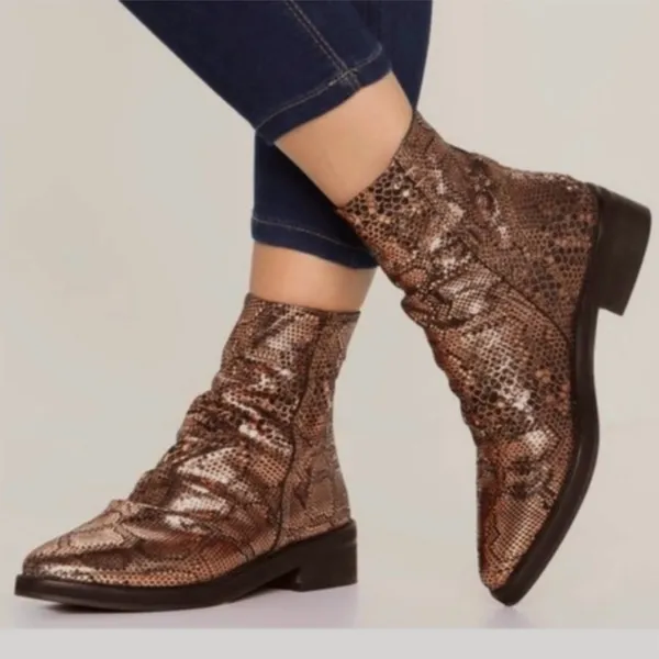EUC Free People Leather Amarone Cooper Snakeskin Boots Size 7.5 - Image 2