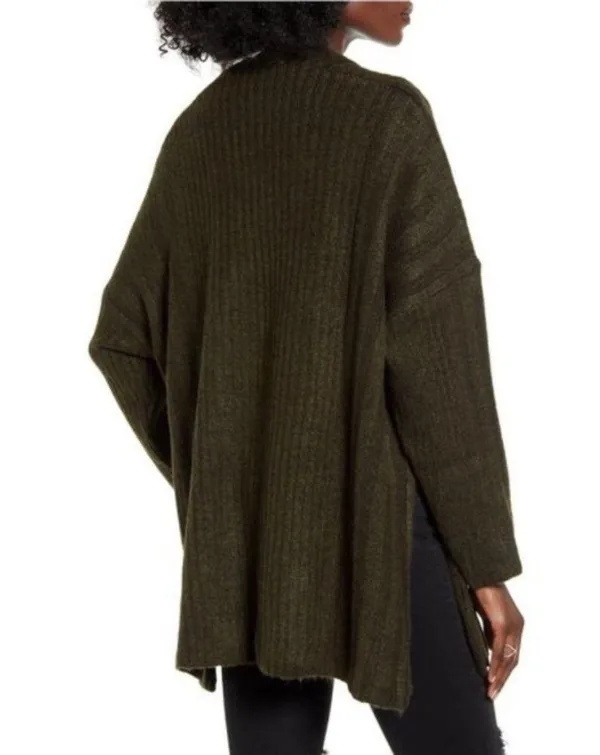 TopShop Green Oversized Open Front Knit Cardigan Size S - Image 2