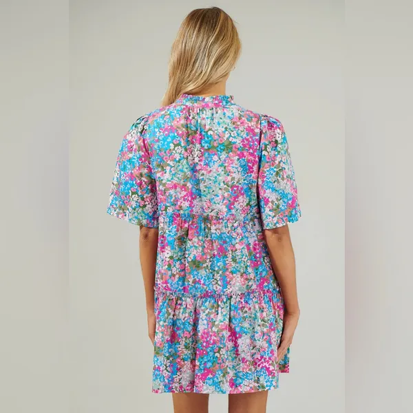 Sugarlips Vibrant Floral Mini Dress Size XS 100% Cotton - Image 3