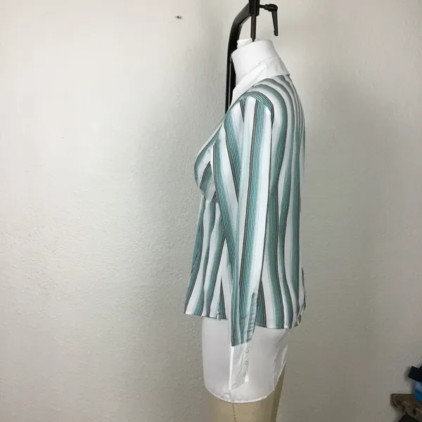 Ann Taylor Blouse Size 6 Women's Vintage Striped Cotton Striped Long Sleeves - Image 2