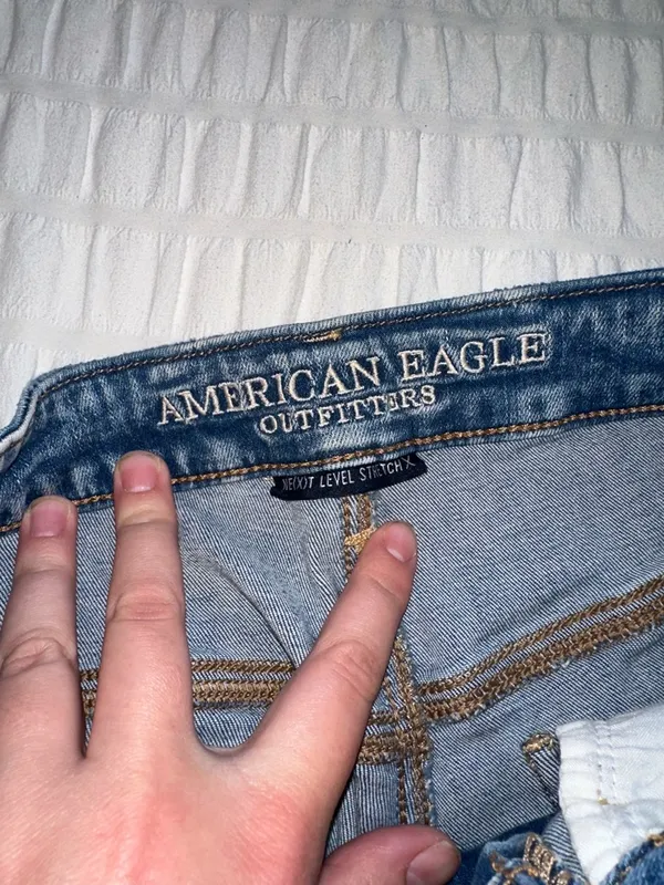 American Eagle Outfitters Distressed Dark Blue Denim Shorts - Image 3