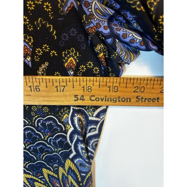 MSK Blue Paisley Flared Bell Sleeve Shift Dress Boho Floral Womens M/L READ - Image 6