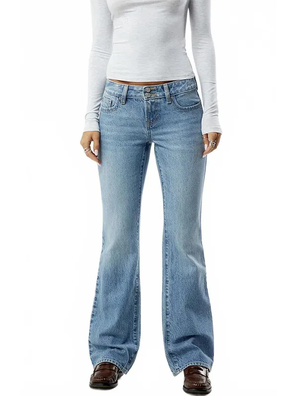 Pacsun Jade Low Rise Bootcut Jeans Double Button Light Blue NWT Atlanta Size 28 - Image 5