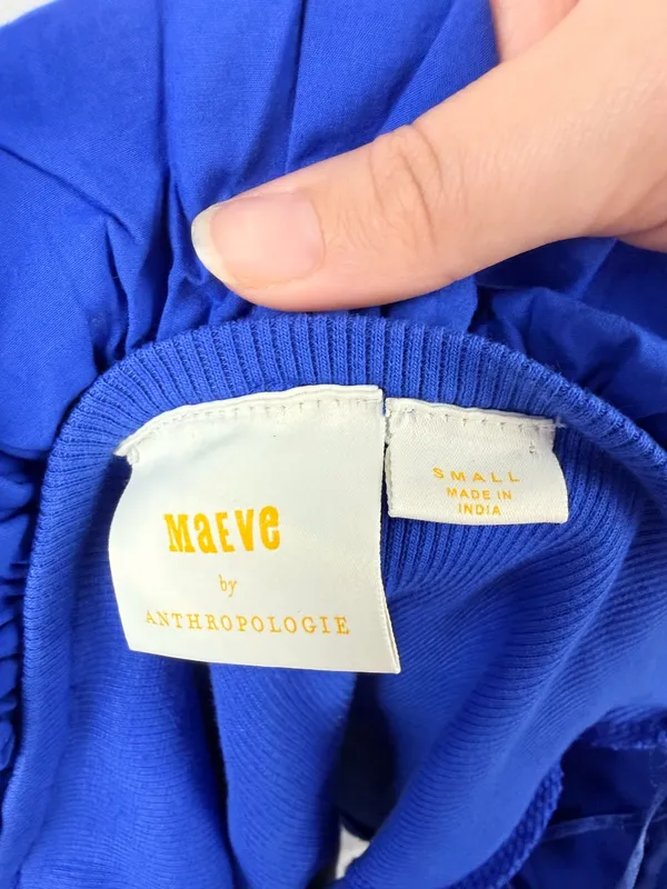 MAEVE by ANTHROPOLOGIE Poplin Ruffle‎ Tube Top in Blue Size Small - Image 6