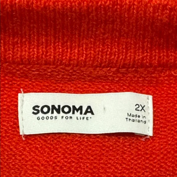 Sonoma Goods For Life Orange Red Lightweight Fuzzy Cardigan Size 2X - Image 9