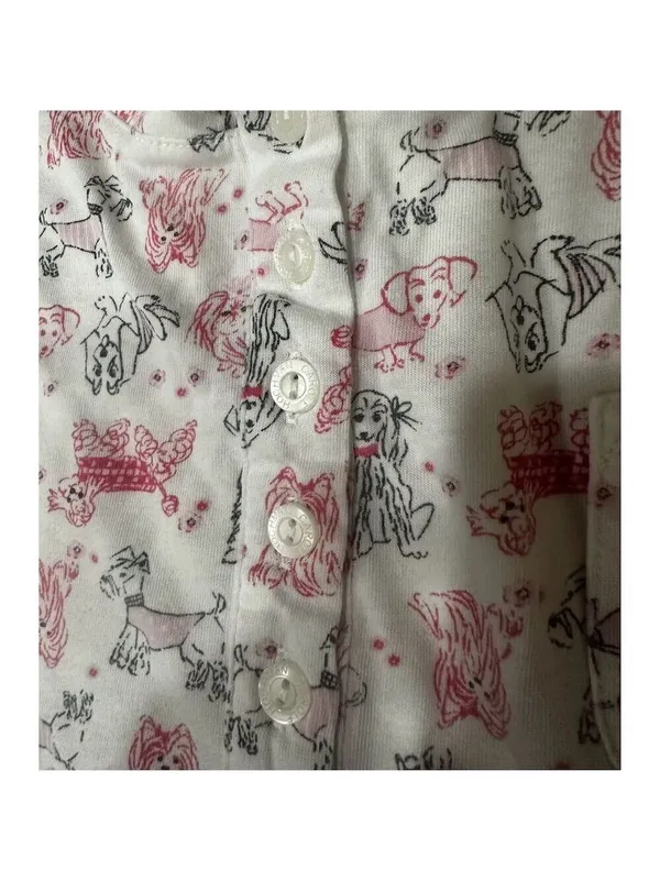 Carol Hochman Women's M Graphic Print Pajama Set White Collared Button-Up - Image 5