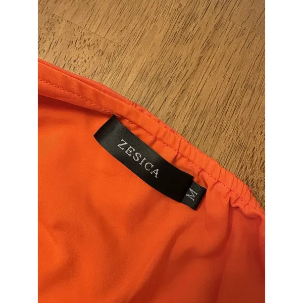 Zesica Women's Red Orange Off Shoulder Sleeveless Ruffle Maxi Dress Size Medium - Image 3