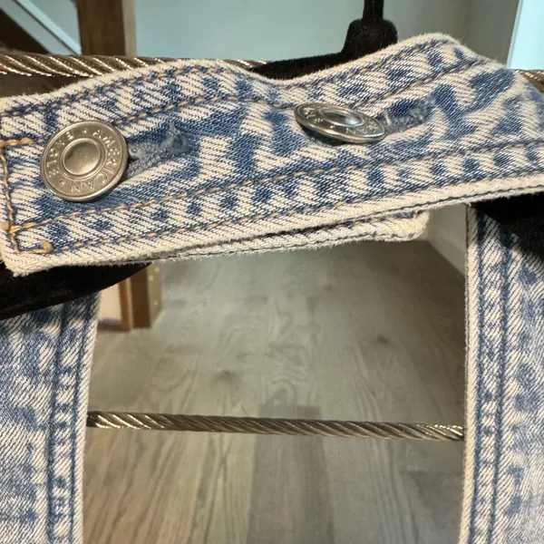 American Eagle Light Wash Denim Button-Front Halter Top medium - Image 4