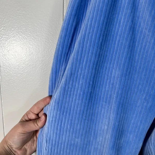 Aerie Bright Blue Corduroy Ribbed Material High Rise Flare Pull On Pants Medium - Image 2