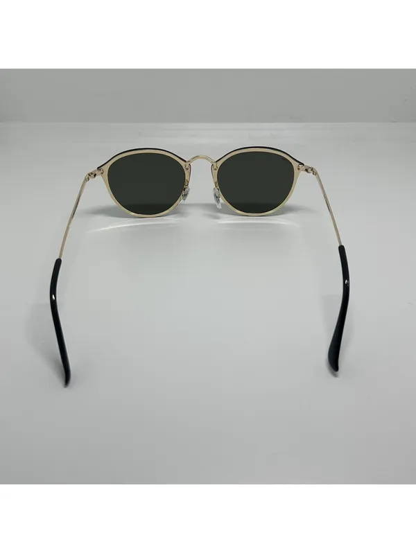 Ray-Ban RB3574 Black and Gold Round Sunglasses with Green Lenses - Image 9
