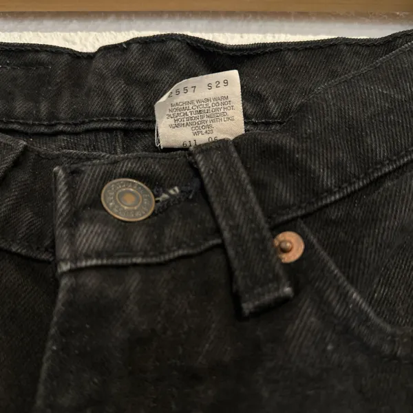 Vintage Levi’s 512 Tapered High Waisted Black Cotton Denim Jeans 3 USA - Image 8