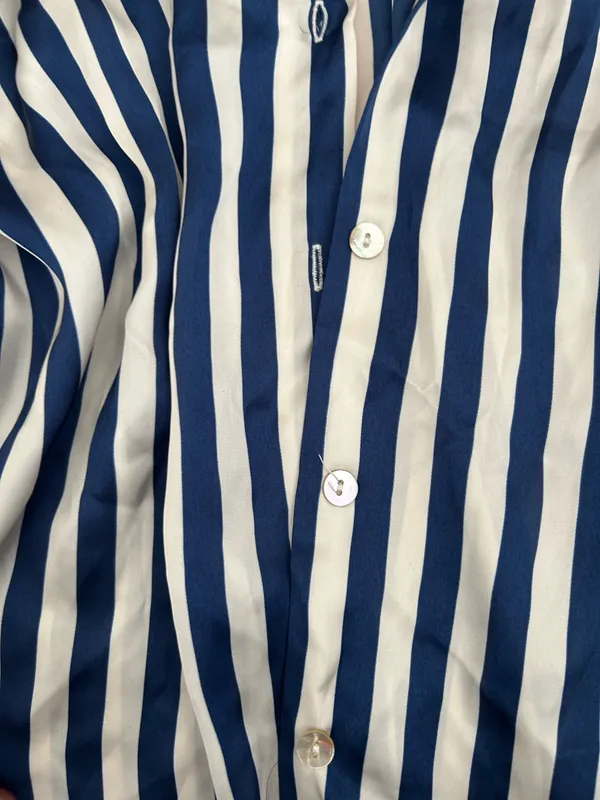 Zara silk white and blue stripped button down - Image 2