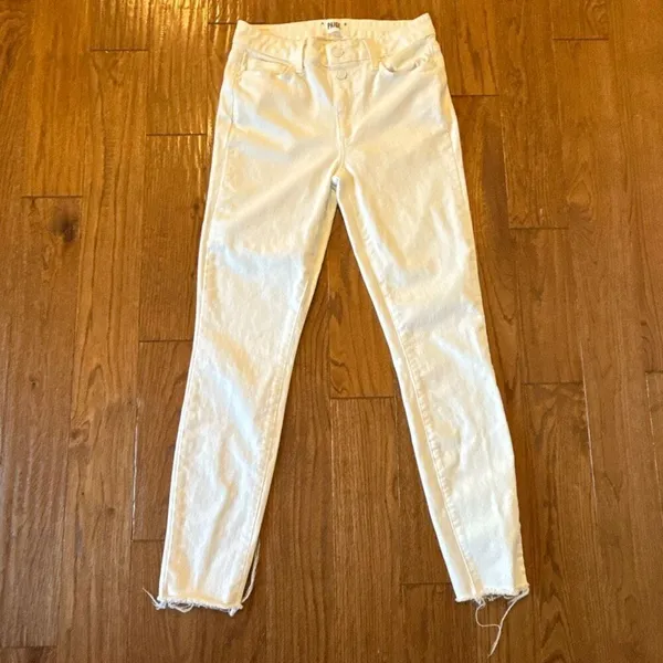 Paige Hoxton ankle white raw hem mid rise skinny jeans 27 - Image 4