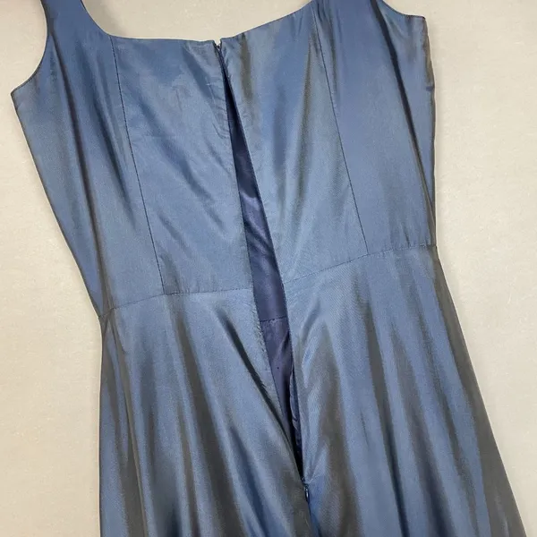 Vintage 90s Prom Dress FLAWS‎ Blue Sleeveless Iridescent Formal Classic Gown - Image 13