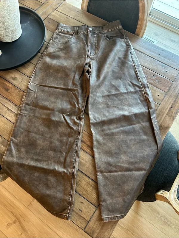 Free People We the Free Misha Barrel Vegan Brown Pants 28 - Image 5