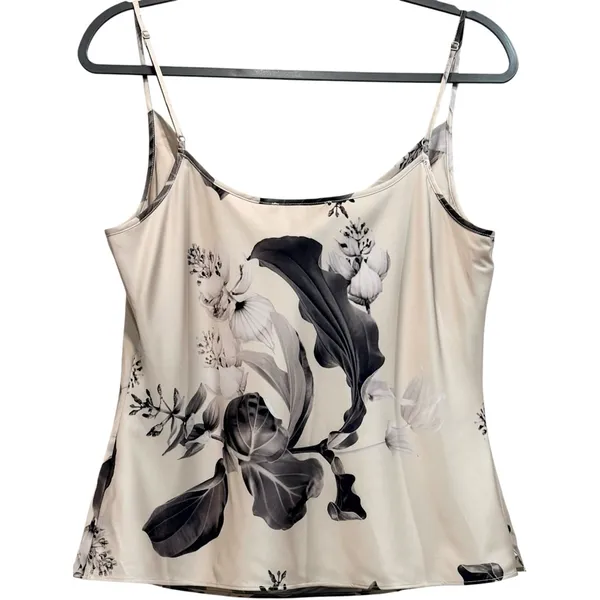 All Saints Hadley Pauline Cowl Neck Floral Print Satin Top Ecru White Size 8‎ - Image 4