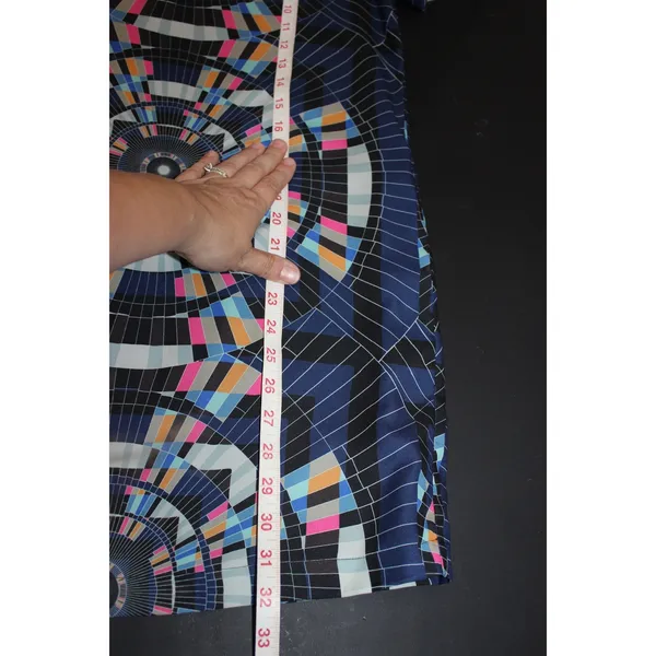 Mara Hoffman Dress Women XS Blue Great Geometric Kaleidoscope Shift Mini Pockets - Image 8