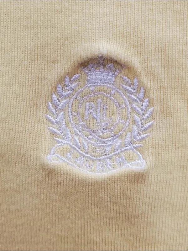 Lauren Ralph Lauren Vintage Women's Yellow Preppy Embroidered‎ Crest Polo Size M - Image 4