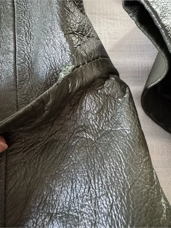 Bagatelle Olive Green Long Leather Jacket, size 14 - Image 16