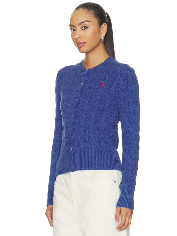 Polo Ralph Lauren Cable Knit Long Sleeve Cardigan in Charter Blue XSmall Womens - Image 3