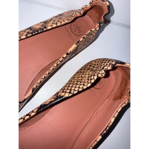 Tory Burch Stamp Snake Printed Leather Mini Travel Ballet Flats Sz 9‎ 1 - Image 7